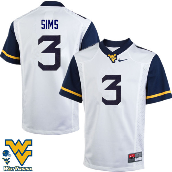 NCAA Men's Charles Sims West Virginia Mountaineers White #3 Nike Stitched Football College Authentic Jersey OD23T34KG